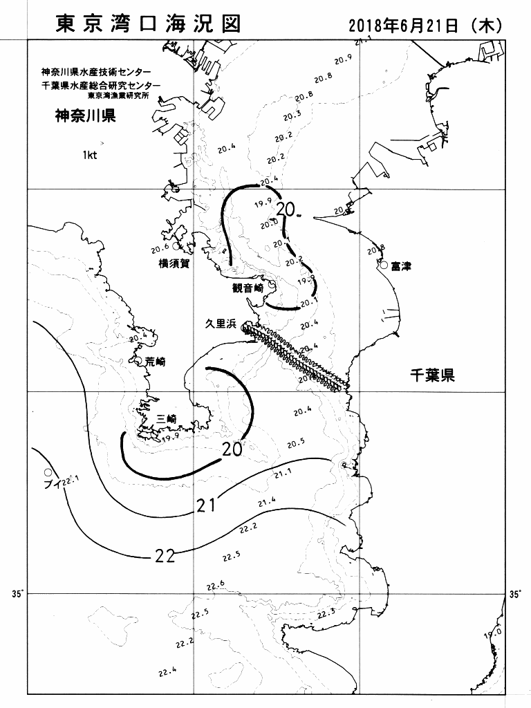 海況図, 東京湾口海況図 検索結果, (水温分布 等を図示)
