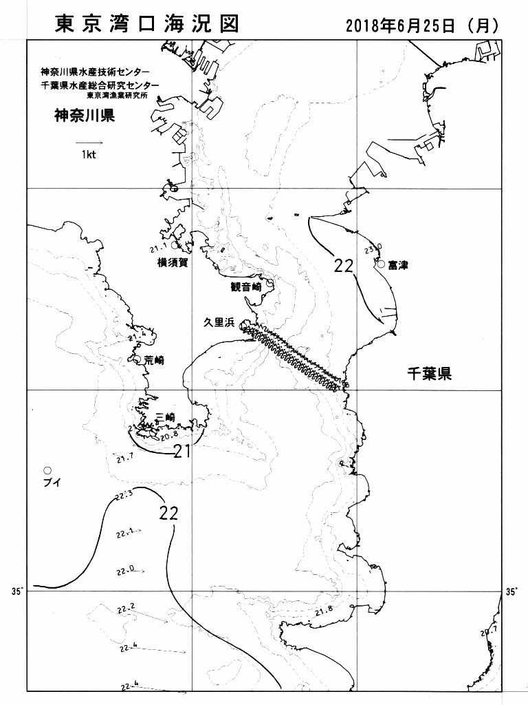海況図, 東京湾口海況図 検索結果, (水温分布 等を図示)