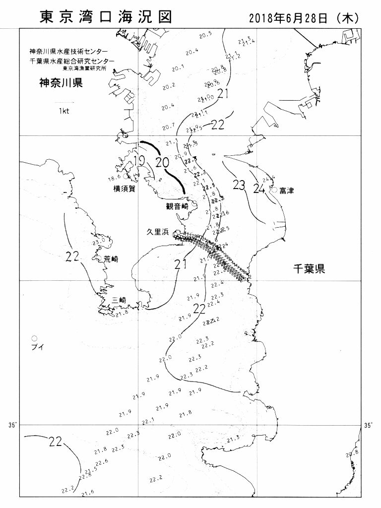 海況図, 東京湾口海況図 検索結果, (水温分布 等を図示)