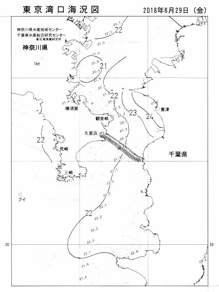 海況図, 東京湾口海況図 検索結果, (水温分布 等を図示)