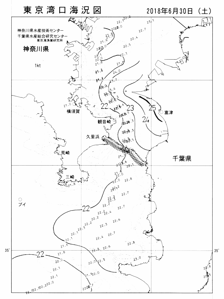海況図, 東京湾口海況図 検索結果, (水温分布 等を図示)