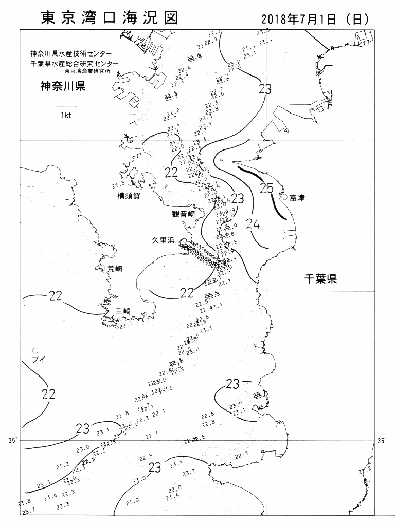海況図, 東京湾口海況図 検索結果, (水温分布 等を図示)