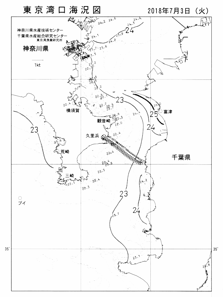 海況図, 東京湾口海況図 検索結果, (水温分布 等を図示)