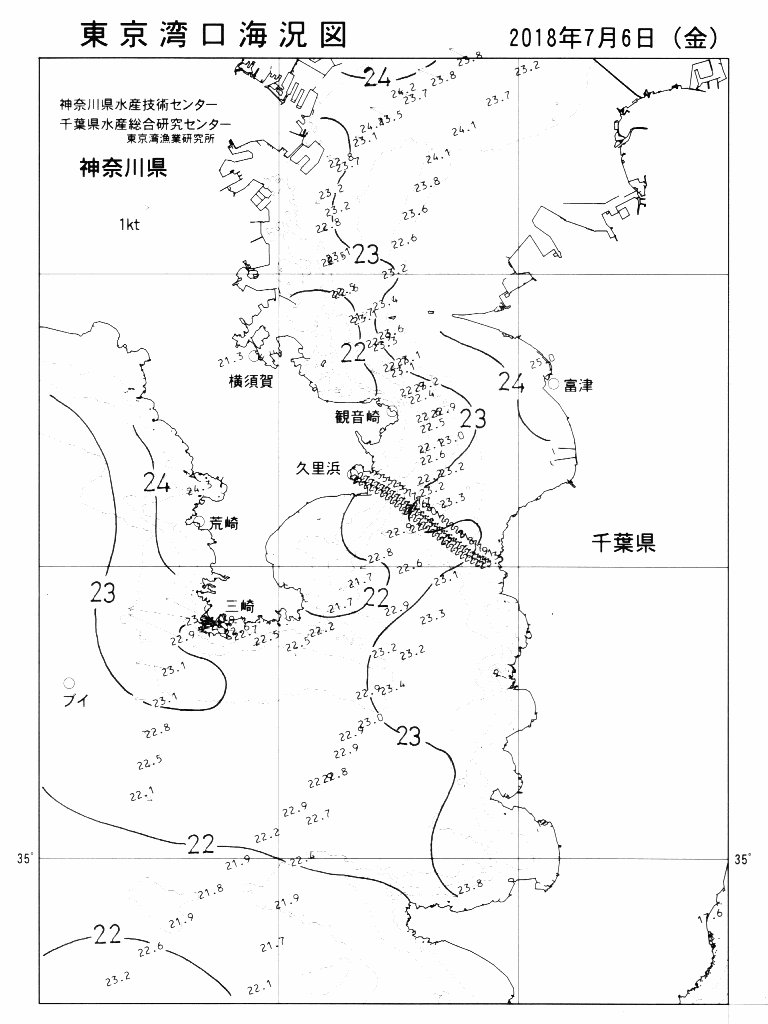海況図, 東京湾口海況図 検索結果, (水温分布 等を図示)