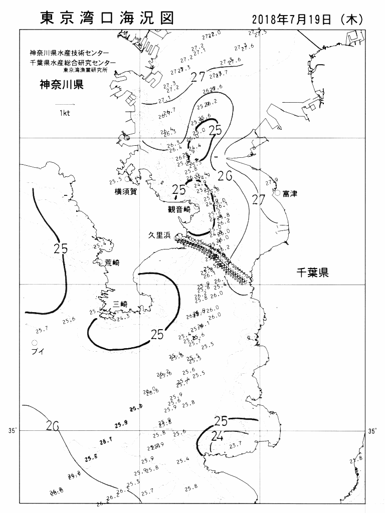 海況図, 東京湾口海況図 検索結果, (水温分布 等を図示)