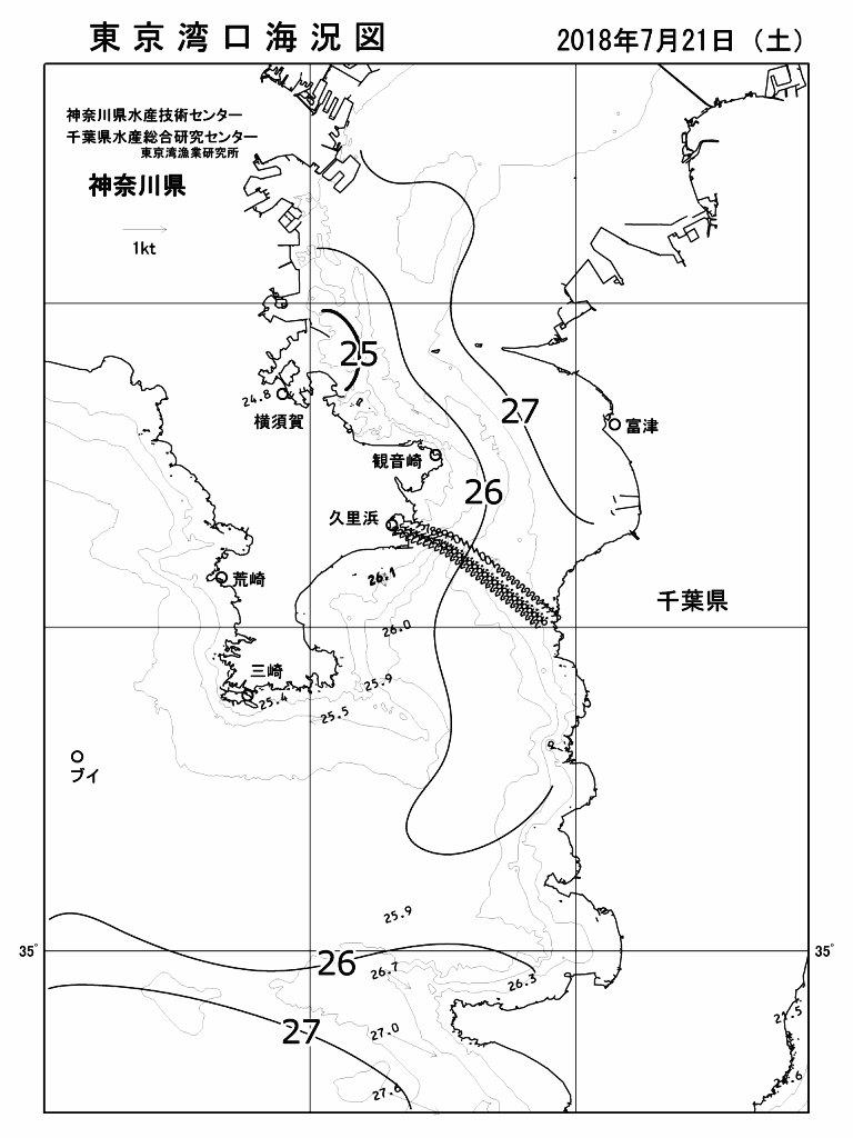 海況図, 東京湾口海況図 検索結果, (水温分布 等を図示)