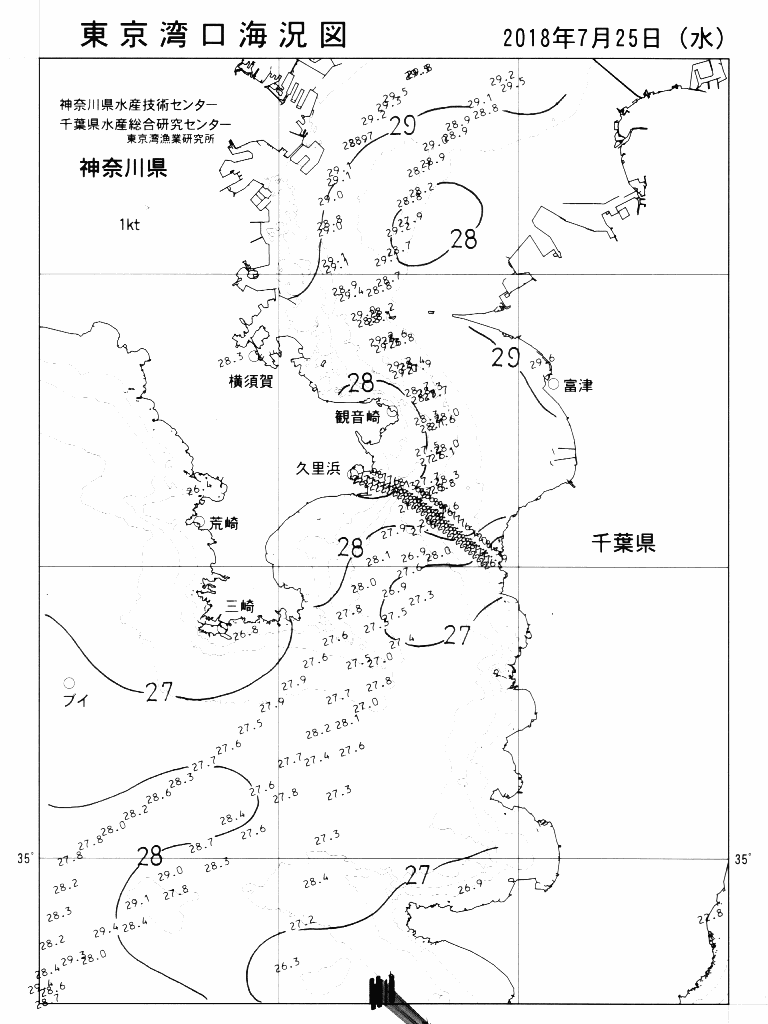 海況図, 東京湾口海況図 検索結果, (水温分布 等を図示)