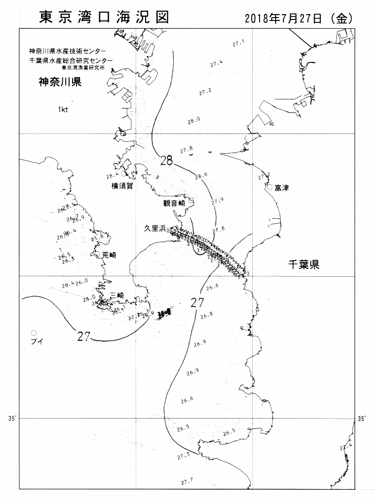 海況図, 東京湾口海況図 検索結果, (水温分布 等を図示)
