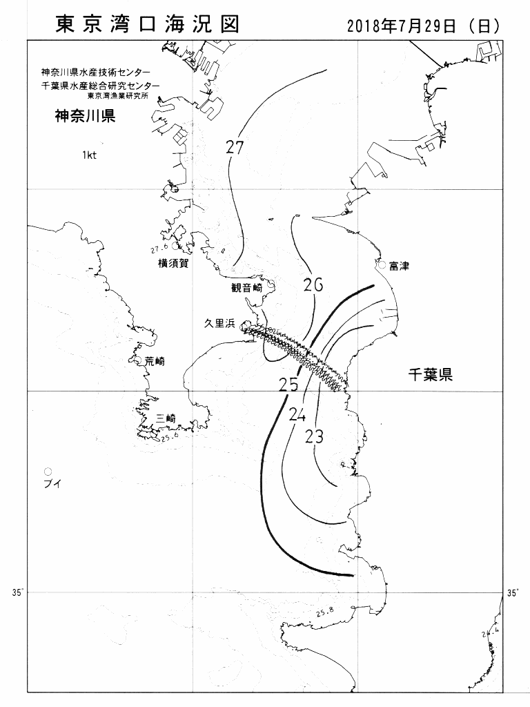 海況図, 東京湾口海況図 検索結果, (水温分布 等を図示)