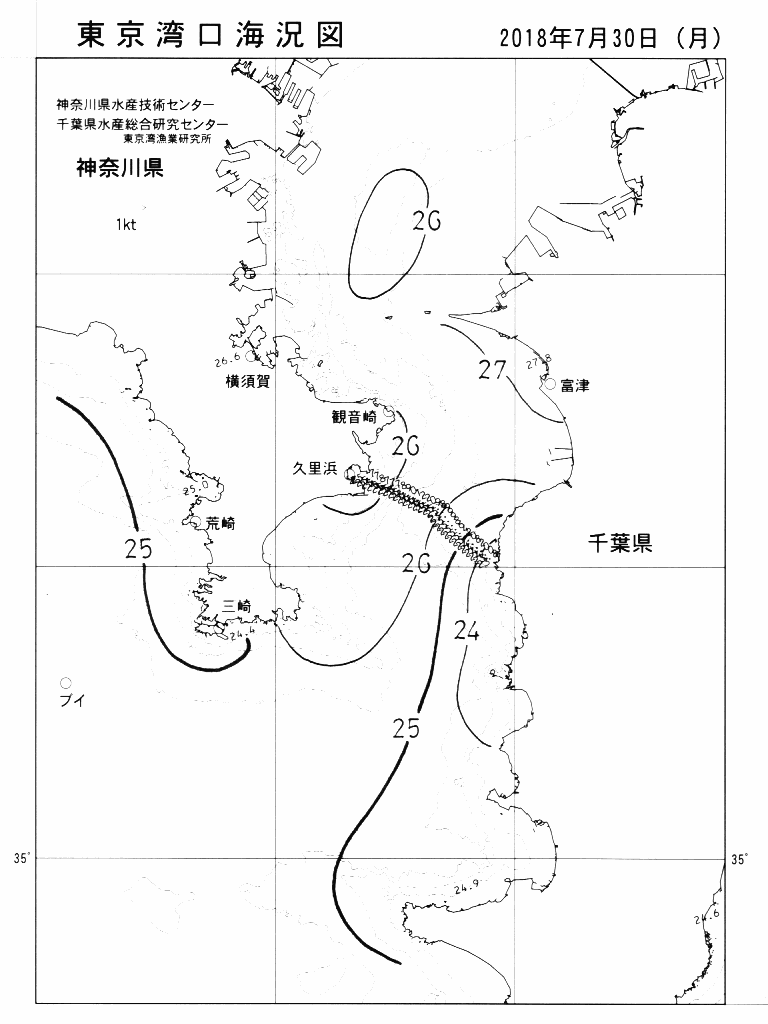 海況図, 東京湾口海況図 検索結果, (水温分布 等を図示)
