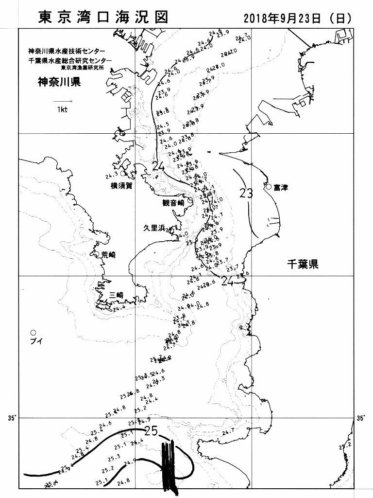 海況図, 東京湾口海況図 検索結果, (水温分布 等を図示)