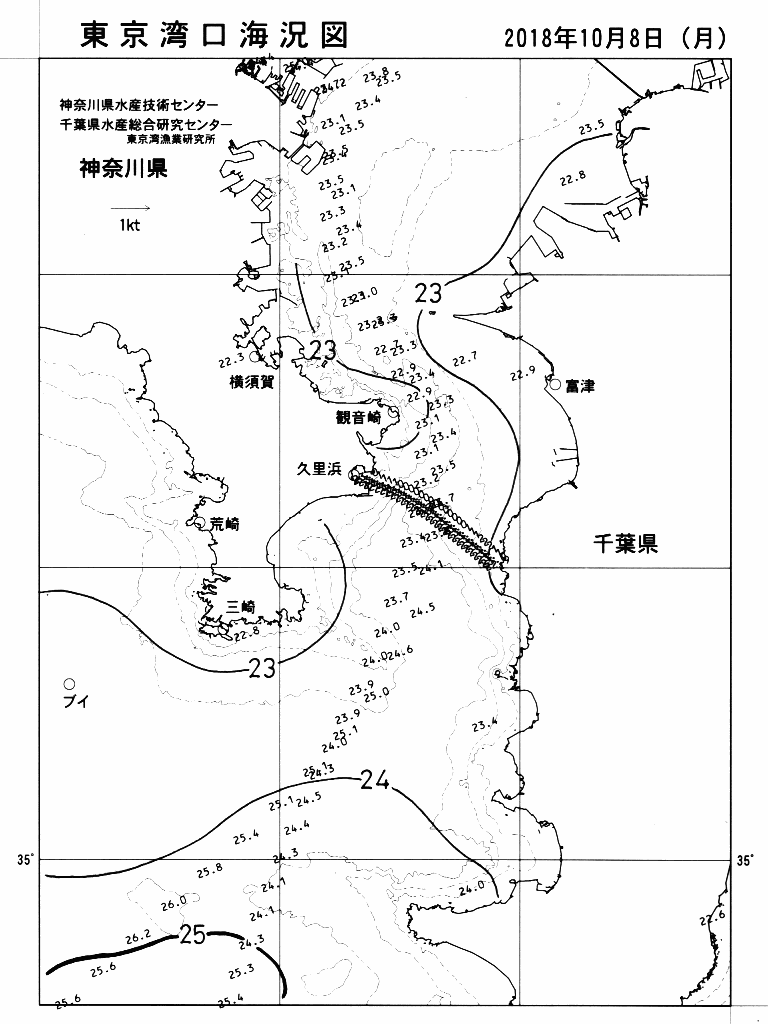 海況図, 東京湾口海況図 検索結果, (水温分布 等を図示)