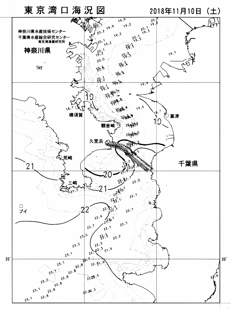 海況図, 東京湾口海況図 検索結果, (水温分布 等を図示)