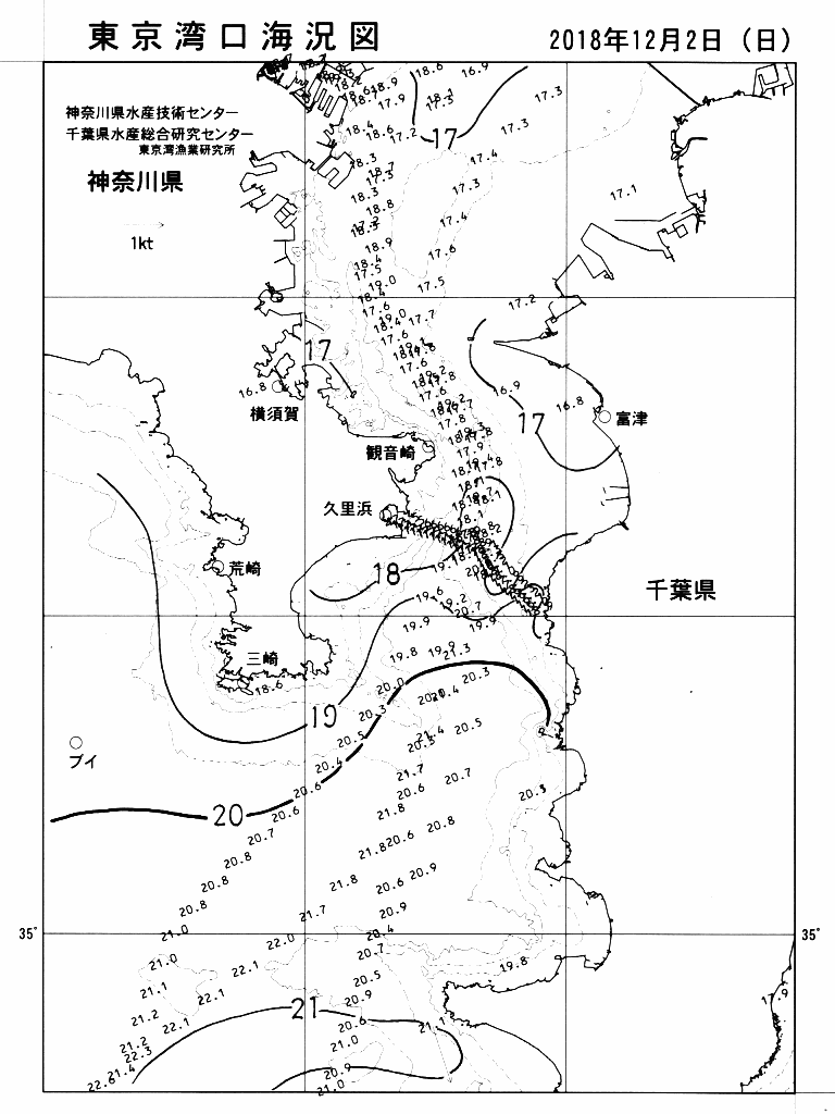 海況図, 東京湾口海況図 検索結果, (水温分布 等を図示)