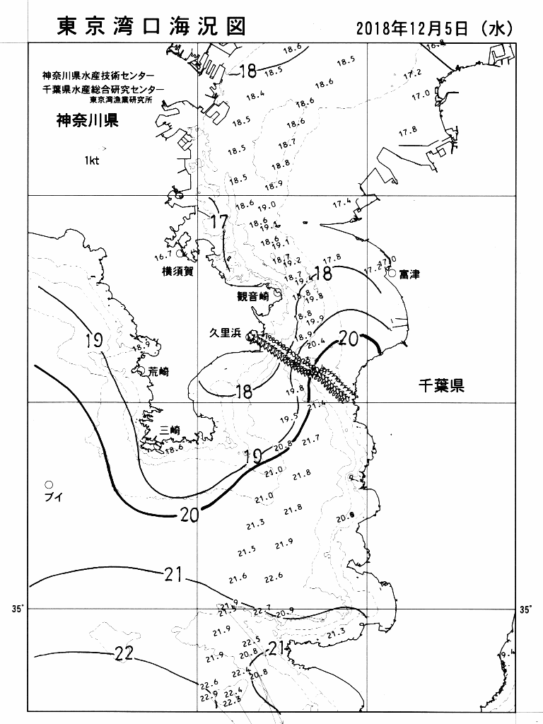海況図, 東京湾口海況図 検索結果, (水温分布 等を図示)