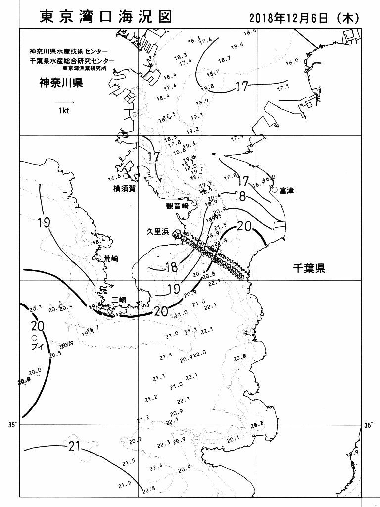 海況図, 東京湾口海況図 検索結果, (水温分布 等を図示)