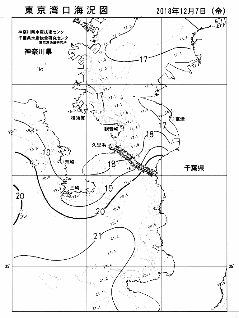 海況図, 東京湾口海況図 検索結果, (水温分布 等を図示)