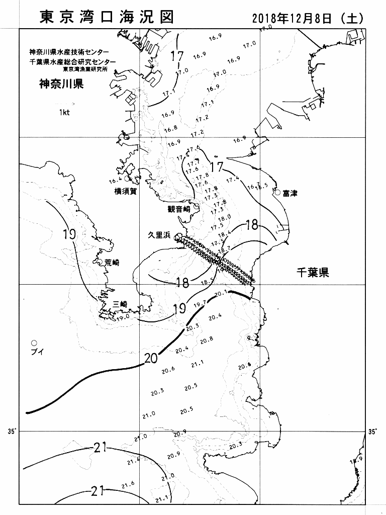 海況図, 東京湾口海況図 検索結果, (水温分布 等を図示)