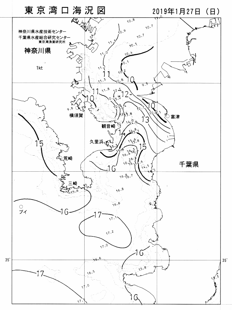 海況図, 東京湾口海況図 検索結果, (水温分布 等を図示)