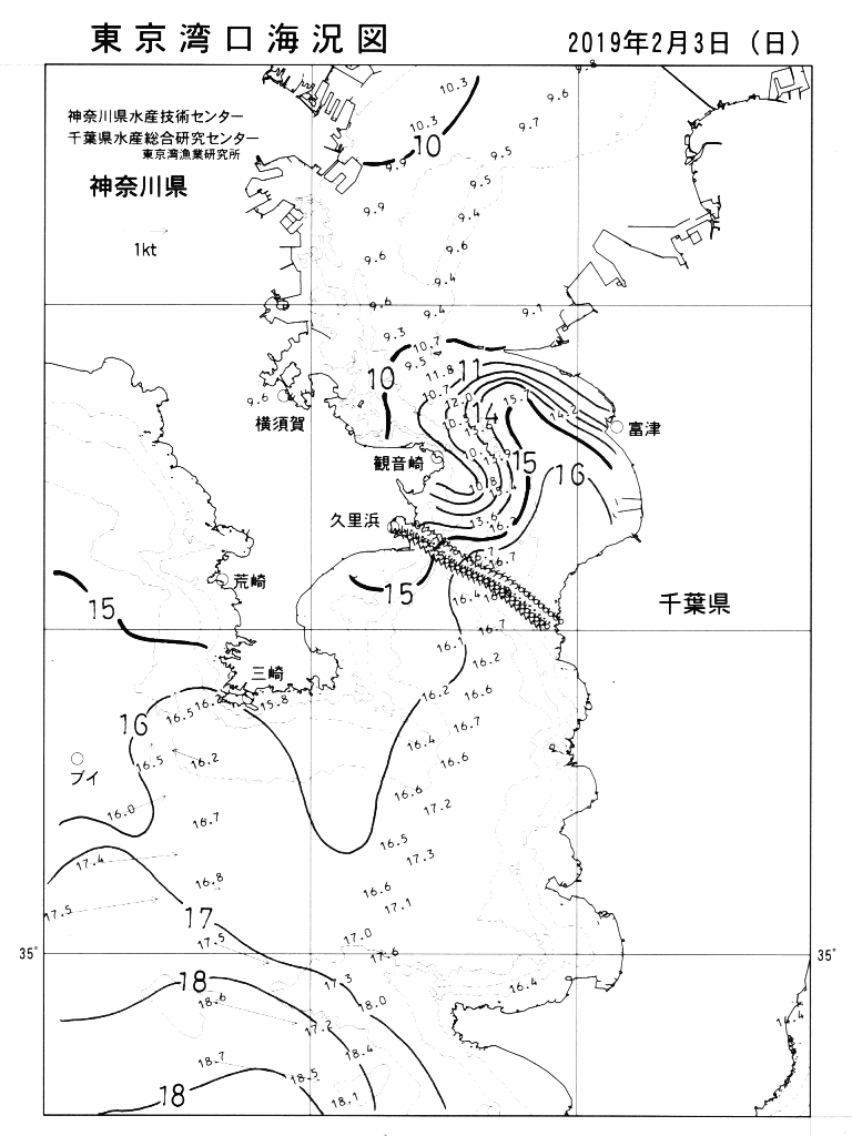 海況図, 東京湾口海況図 検索結果, (水温分布 等を図示)