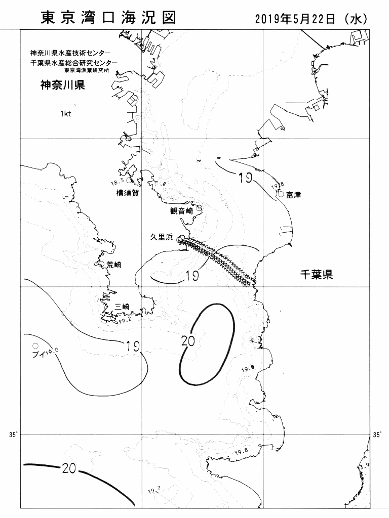 海況図, 東京湾口海況図 検索結果, (水温分布 等を図示)