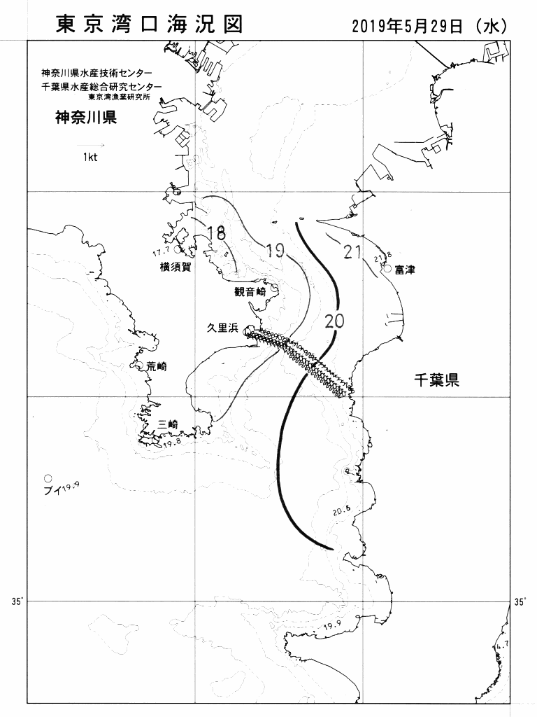 海況図, 東京湾口海況図 検索結果, (水温分布 等を図示)