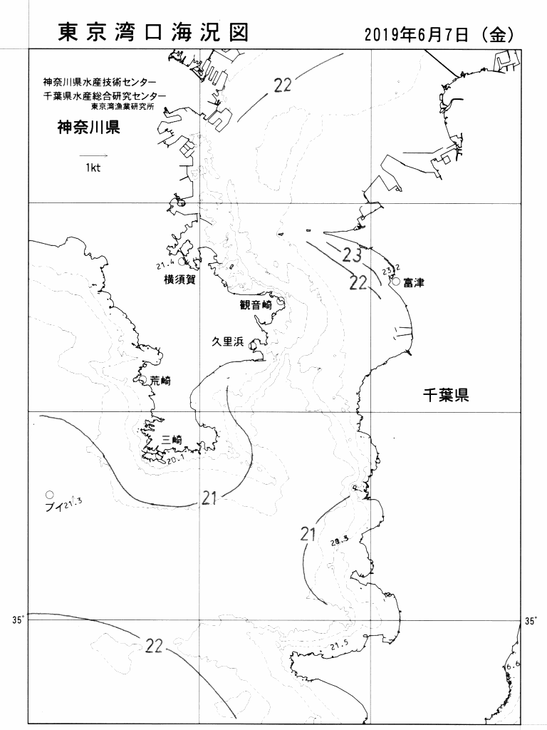 海況図, 東京湾口海況図 検索結果, (水温分布 等を図示)