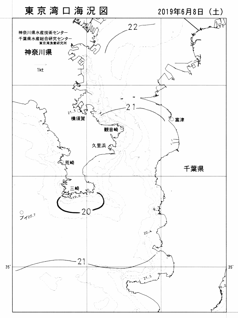 海況図, 東京湾口海況図 検索結果, (水温分布 等を図示)