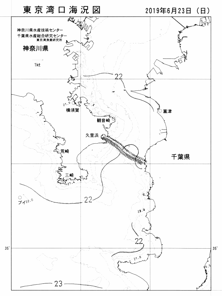 海況図, 東京湾口海況図 検索結果, (水温分布 等を図示)