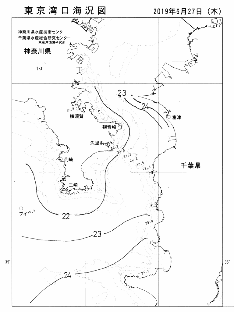 海況図, 東京湾口海況図 検索結果, (水温分布 等を図示)