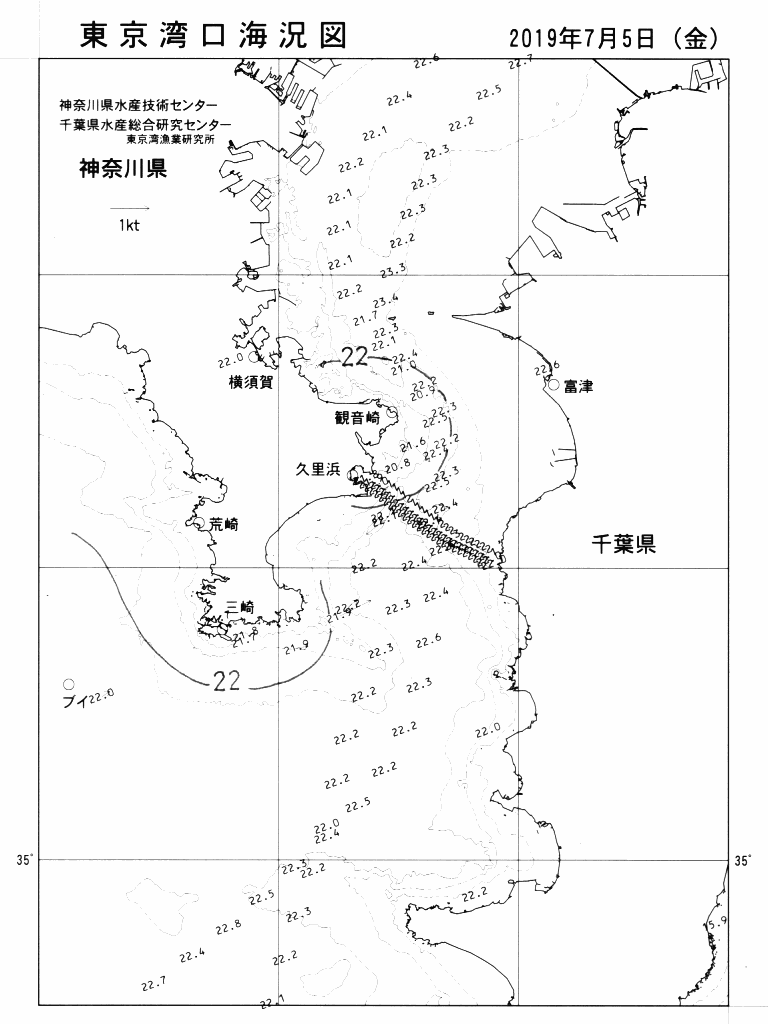 海況図, 東京湾口海況図 検索結果, (水温分布 等を図示)