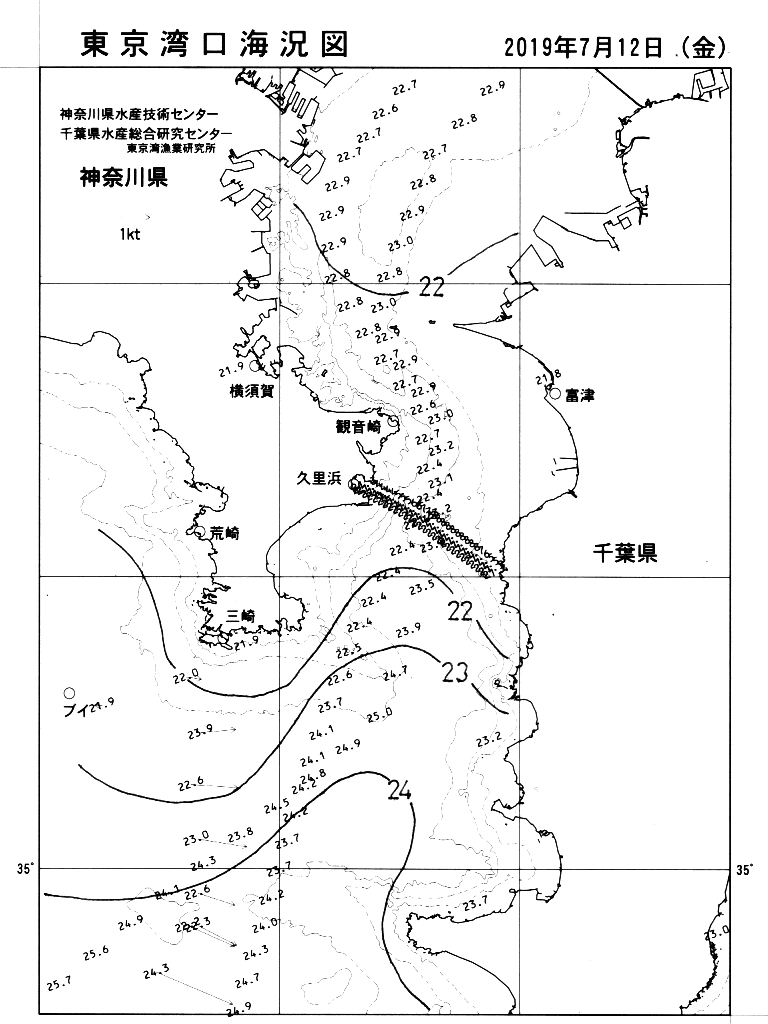 海況図, 東京湾口海況図 検索結果, (水温分布 等を図示)