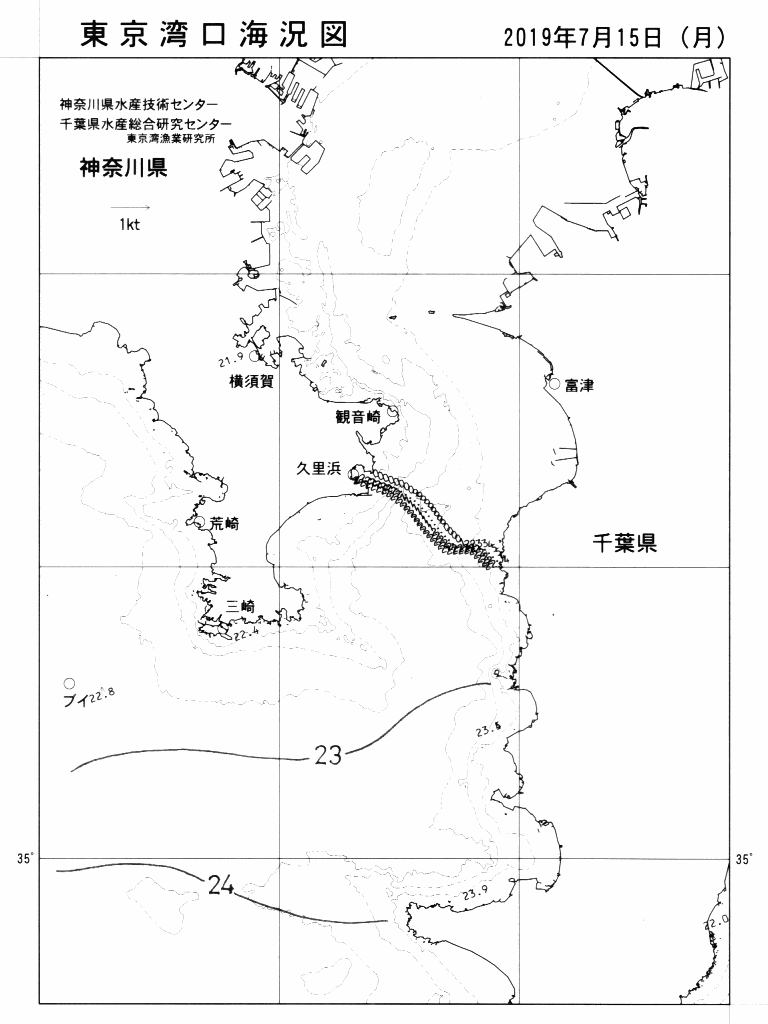 海況図, 東京湾口海況図 検索結果, (水温分布 等を図示)