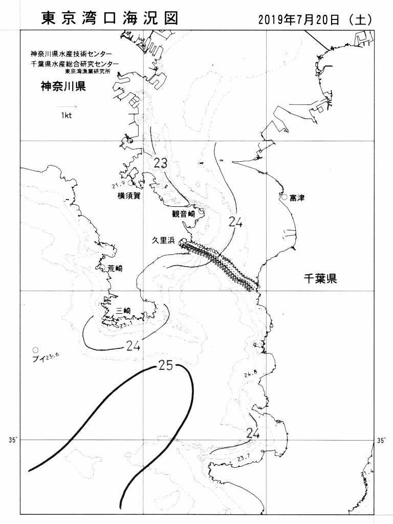海況図, 東京湾口海況図 検索結果, (水温分布 等を図示)