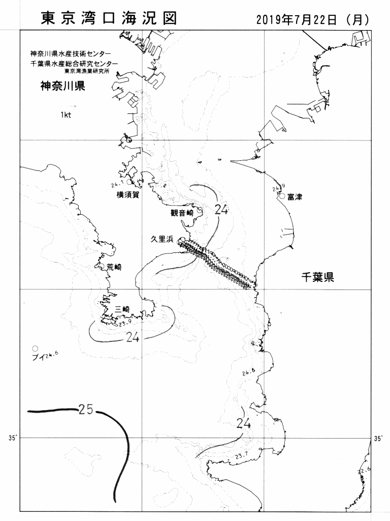 海況図, 東京湾口海況図 検索結果, (水温分布 等を図示)