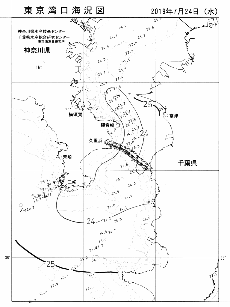 海況図, 東京湾口海況図 検索結果, (水温分布 等を図示)