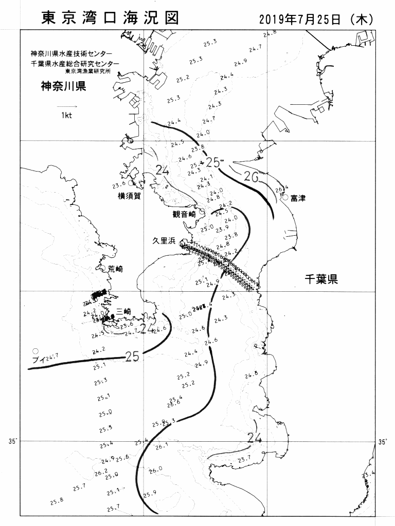 海況図, 東京湾口海況図 検索結果, (水温分布 等を図示)