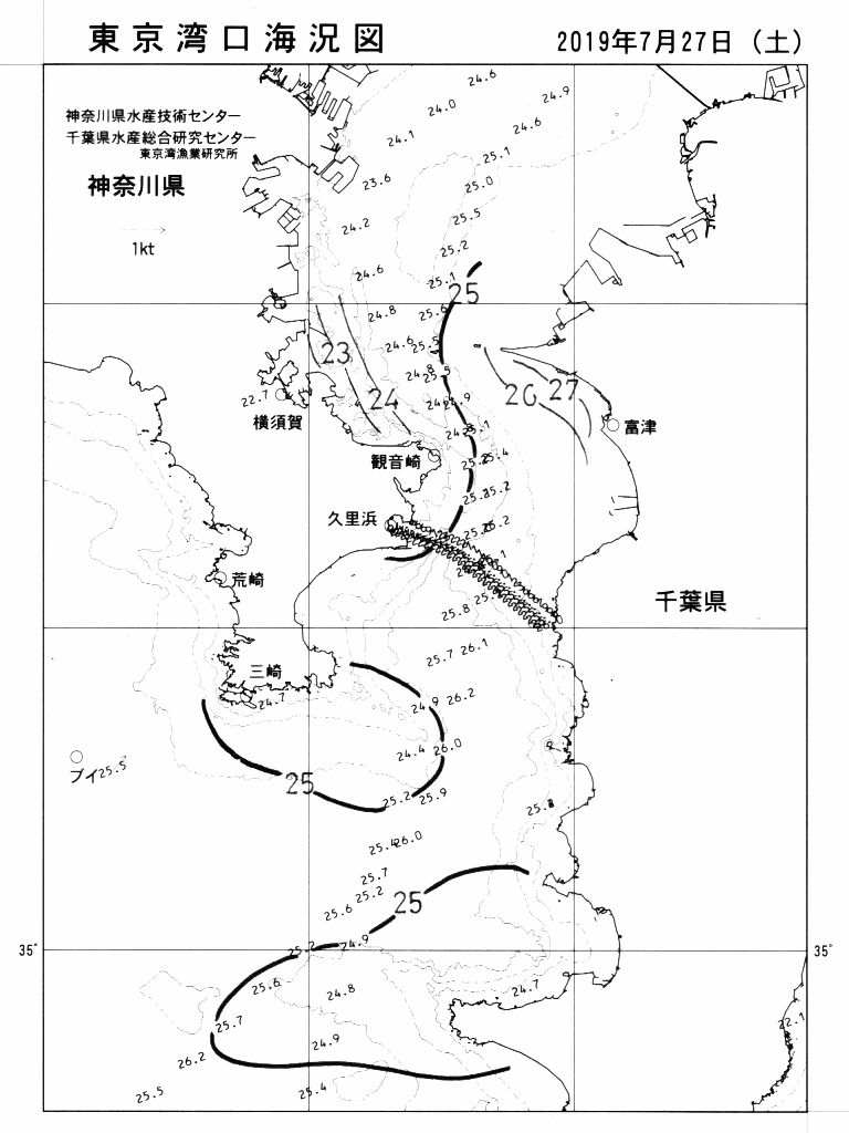 海況図, 東京湾口海況図 検索結果, (水温分布 等を図示)