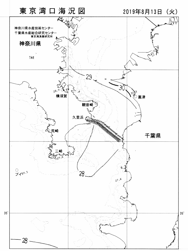 海況図, 東京湾口海況図 検索結果, (水温分布 等を図示)