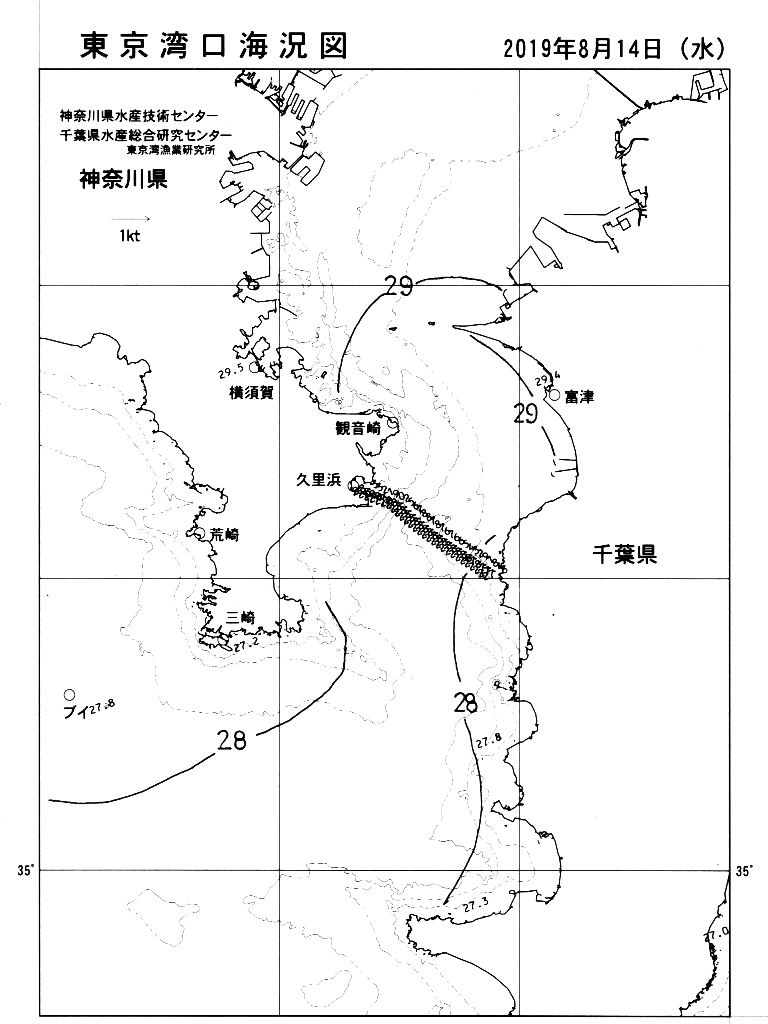 海況図, 東京湾口海況図 検索結果, (水温分布 等を図示)