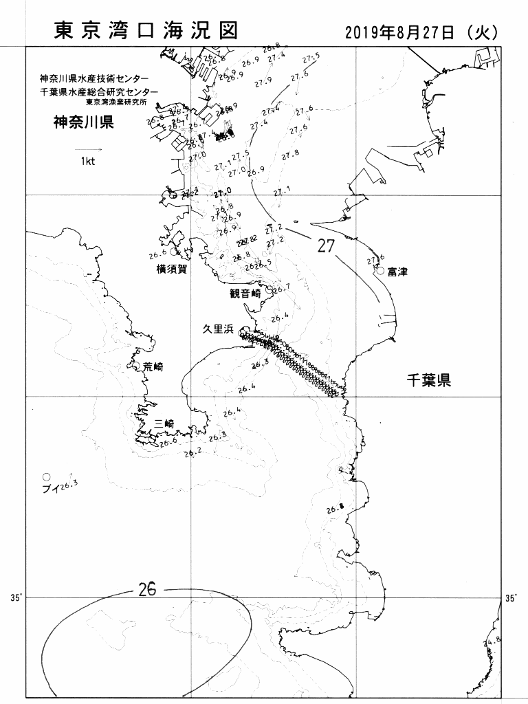 海況図, 東京湾口海況図 検索結果, (水温分布 等を図示)
