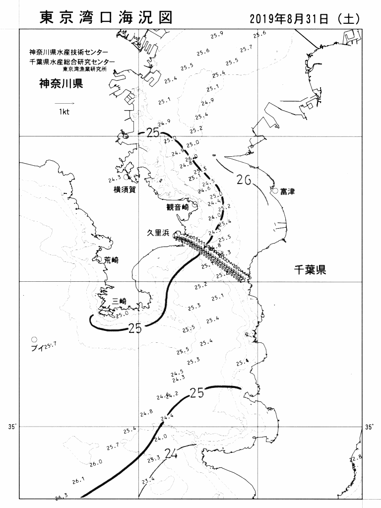 海況図, 東京湾口海況図 検索結果, (水温分布 等を図示)