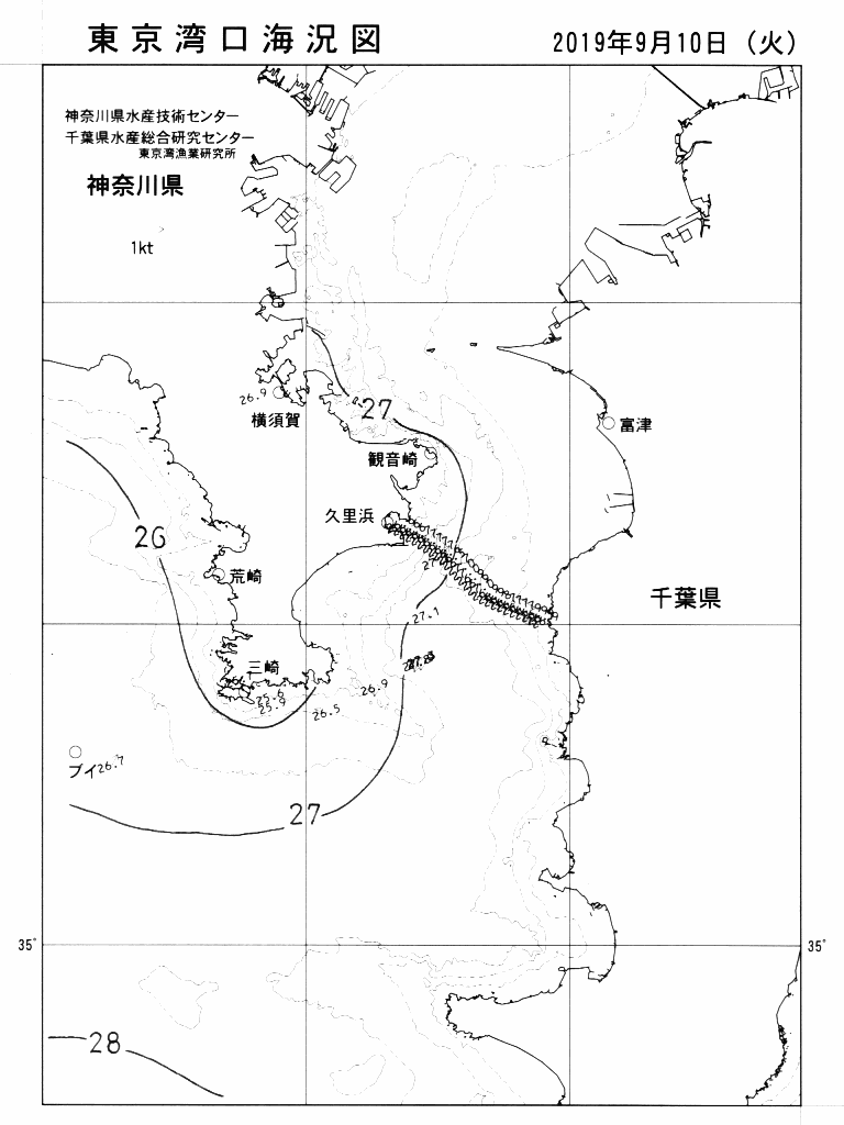 海況図, 東京湾口海況図 検索結果, (水温分布 等を図示)