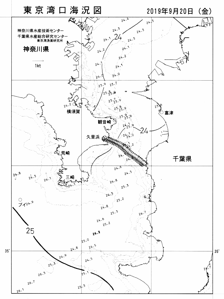 海況図, 東京湾口海況図 検索結果, (水温分布 等を図示)