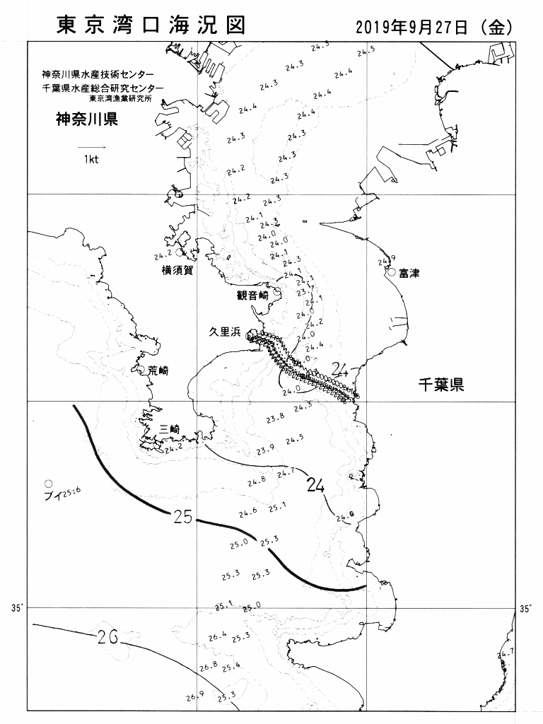 海況図, 東京湾口海況図 検索結果, (水温分布 等を図示)