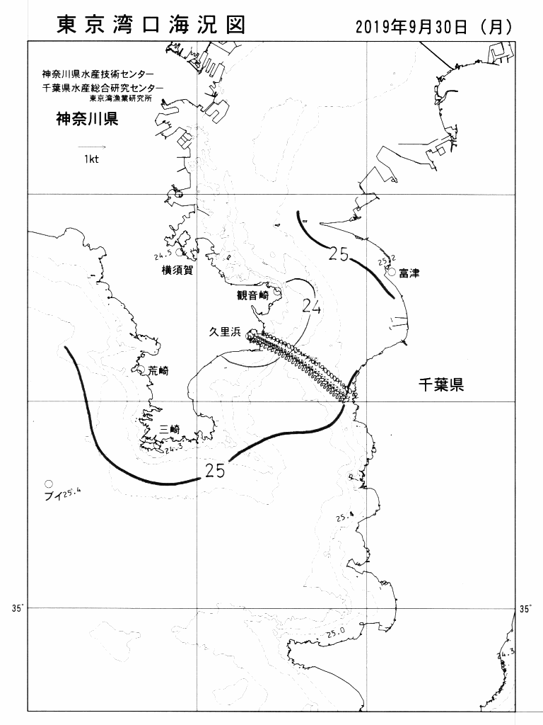 海況図, 東京湾口海況図 検索結果, (水温分布 等を図示)
