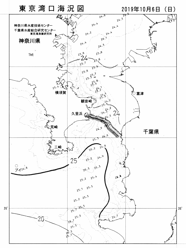 海況図, 東京湾口海況図 検索結果, (水温分布 等を図示)