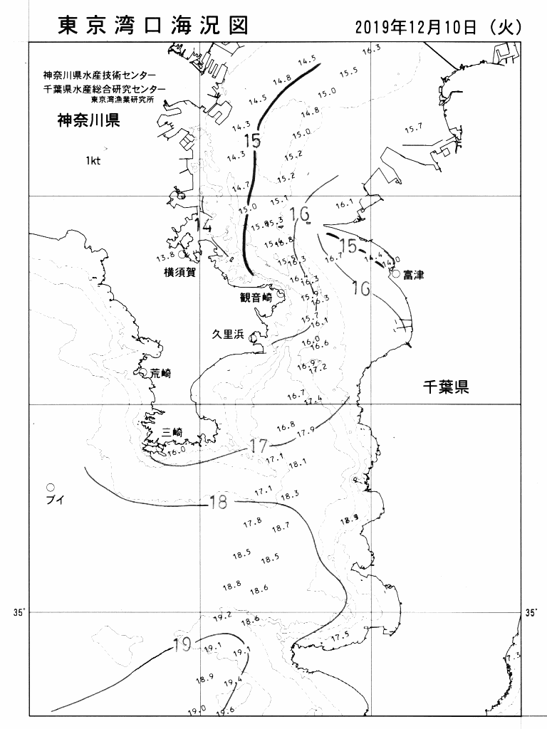 海況図, 東京湾口海況図 検索結果, (水温分布 等を図示)