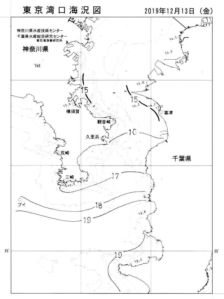 海況図, 東京湾口海況図 検索結果, (水温分布 等を図示)
