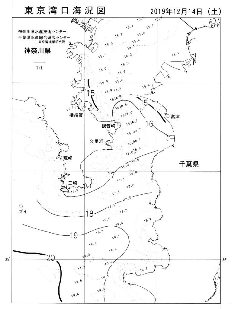 海況図, 東京湾口海況図 検索結果, (水温分布 等を図示)